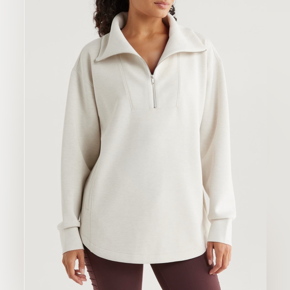 Zella Off-White Half-Zip Sweatshirt